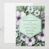 Lavender Sage Botanical Wedding Kaart (Voorkant / Achterkant)