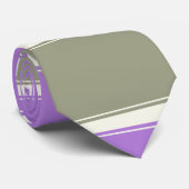 Lavender Sage en ivoor, horizontaal gestreept Stropdas (Opgerold)