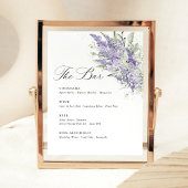Lavender & Sage Green Floral Wedding Bar Menu Reclamebord Met Voetstuk