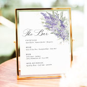Lavender & Sage Green Floral Wedding Bar Menu Reclamebord Met Voetstuk
