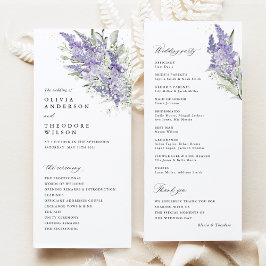Lavender & Sage Green Floral Wedding Ceremony Programmakaart