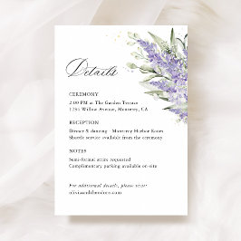 Lavender Sage Green Floral Wedding Details Informatiekaartje