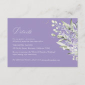 Lavender & Sage Green Floral Wedding Hotel Details Informatiekaartje (Voorkant)