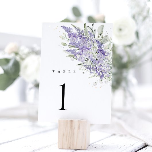 Lavender Sage Green Floral Wedding Table Numbers