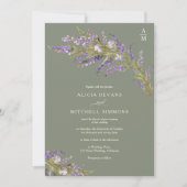 Lavender Sage Hand Painted Floral wedding  Kaart (Voorkant)