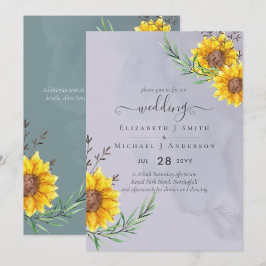 Lavender Sage Sunflower Rustic Boho Wedding (Voorkant / Achterkant)