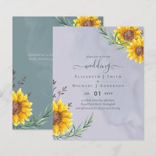 Lavender Sage Sunflower Rustic Boho Wedding (Voorkant / Achterkant)
