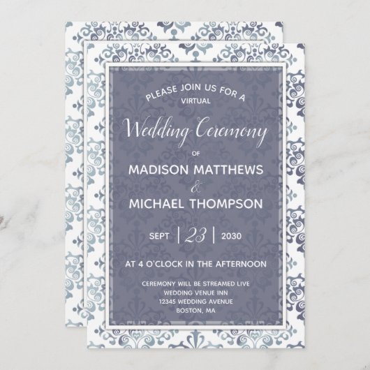 Lavender Sage Virtual Wedding Livestream Weddensch Kaart (Voorkant / Achterkant)