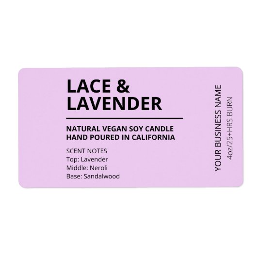 Lavender Scent Paarse kaarslabels Etiket (Voorkant)