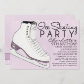 Lavender Schaats Mates Ice Skating Birthday Party Kaart (Voorkant / Achterkant)