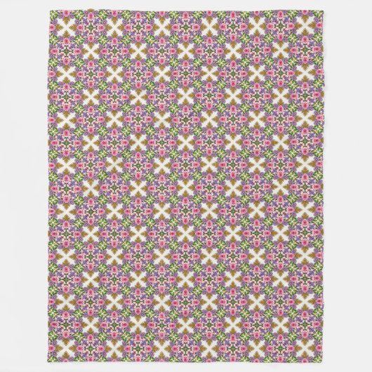 Lavender Schat | Sierlijk Bloem Medaillon Fleece Deken (Voorkant)