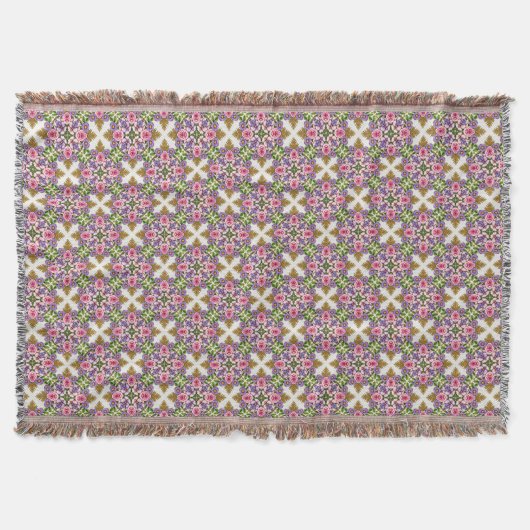 Lavender Schatkamer | Sierlijk Bloem Medaillon Deken (Voorkant)
