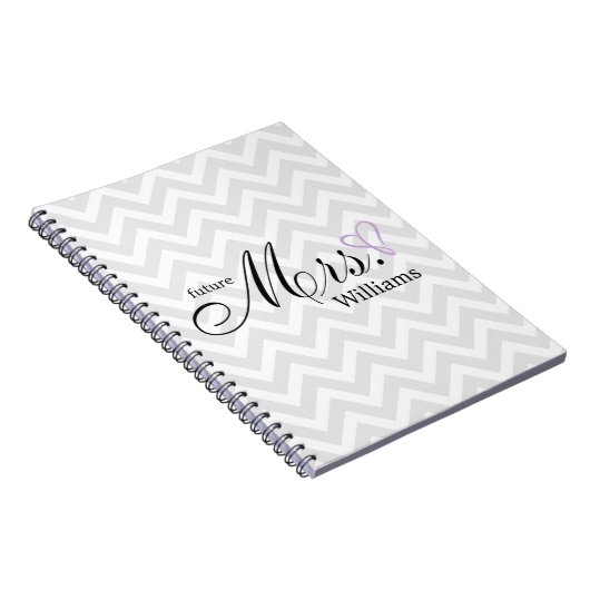 Lavender Scribble Heart Future Mrs Wedding Notitieboek (Rechterzijde)