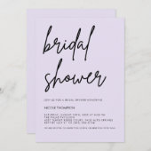 Lavender Script Modern Bridal Shower Invitation  Kaart (Voorkant / Achterkant)