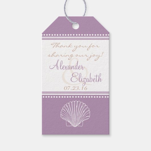Lavender Seashell bruiloft gast gunst dank u- Cadeaulabel (Voorkant)