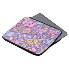 Lavender Seashell Initial Laptop Sleeve