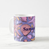 Lavender Seashell Personalized Coffee Mug Koffiemok (Voorkant links)