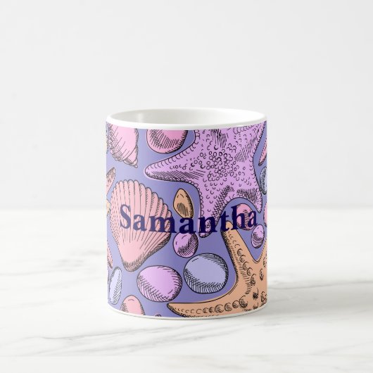Lavender Seashell Personalized Coffee Mug Koffiemok (Center)