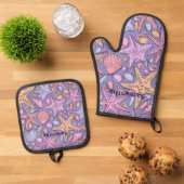 Lavender Seashell Personalized Kitchen Set (Top down)