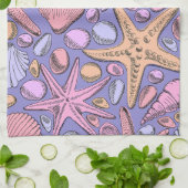 Lavender Seashell Personalized Kitchen Towel Theedoek (Gevouwen)