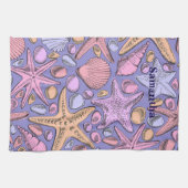 Lavender Seashell Personalized Kitchen Towel Theedoek (Horizontaal)