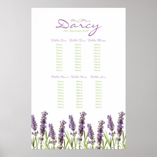 Lavender Seating Chart Poster (Voorkant)