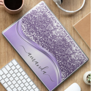 Lavender Sequin Glitter Handwrite Calligrafie HP Laptopsticker