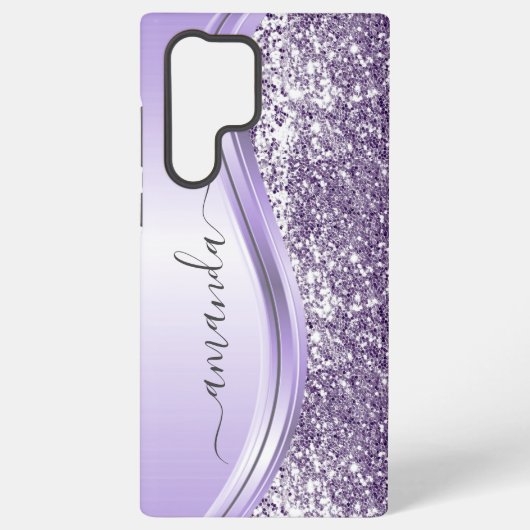 Lavender Sequin Glitter Handwrite Calligrafie Samsung Galaxy Hoesje (Achterkant)