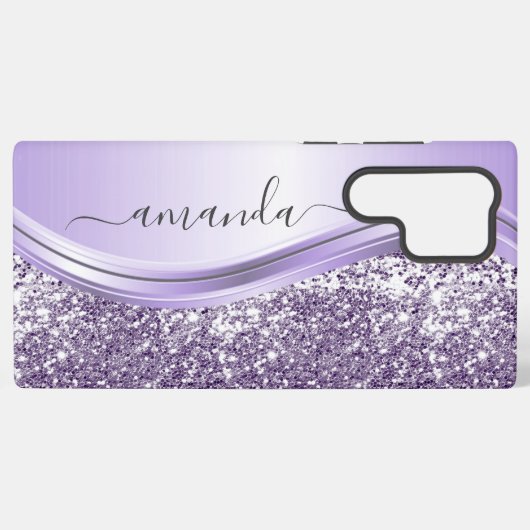 Lavender Sequin Glitter Handwrite Calligrafie Samsung Galaxy Hoesje (Achterkant horizontaal)
