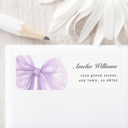 Lavender Sheer Bow Elegant Address Etiket (Insitu)