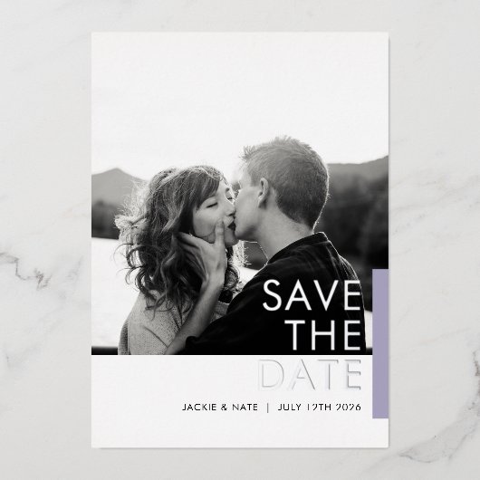 Lavender Shimmer Save the Date folie card Uitnodiging (Voorkant)