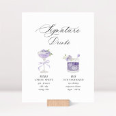 Lavender Signature Drinks Wedding Reclamebord Met Voetstuk