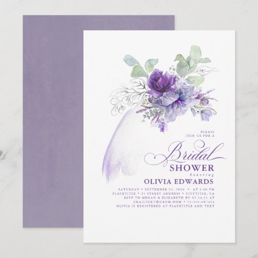 Lavender Silver Elegant Modern Boho Vrijgezellenfe Kaart (Voorkant / Achterkant)