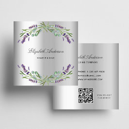 Lavender Silver Eucalyptus greenery QR Code Vierkante Visitekaartje