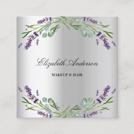 Lavender Silver Eucalyptus greenery QR Code Vierkante Visitekaartje (Voorkant)