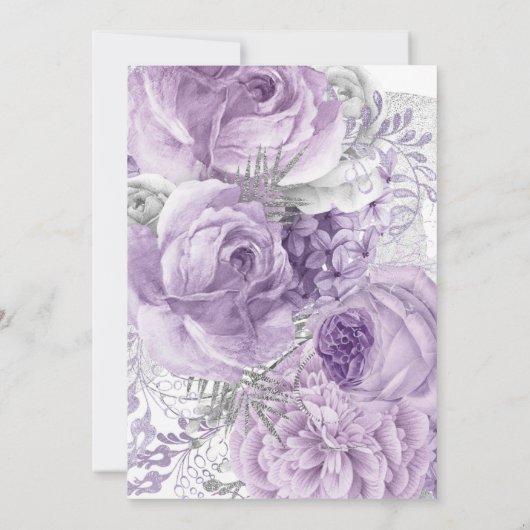 lavender Silver Floral Wedding Dress Vrijgezellenf Kaart (Achterkant)
