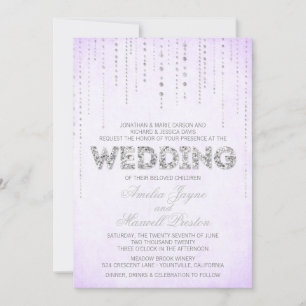 Lavender & Silver Glitter Blik Weddenschap Kaart