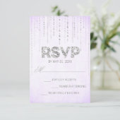 Lavender & Silver Glitter Blik Weddenschap RSVP-ka RSVP Kaartje (Staand voorkant)