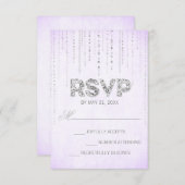 Lavender & Silver Glitter Blik Weddenschap RSVP-ka RSVP Kaartje (Voorkant / Achterkant)