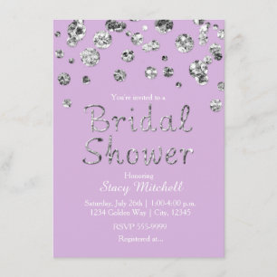 Lavender Silver Glitter Bridal Shower Uitnodiging