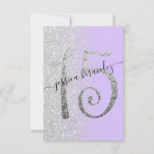 Lavender Silver Glitter Quinceañera Save the Date (Achterkant)