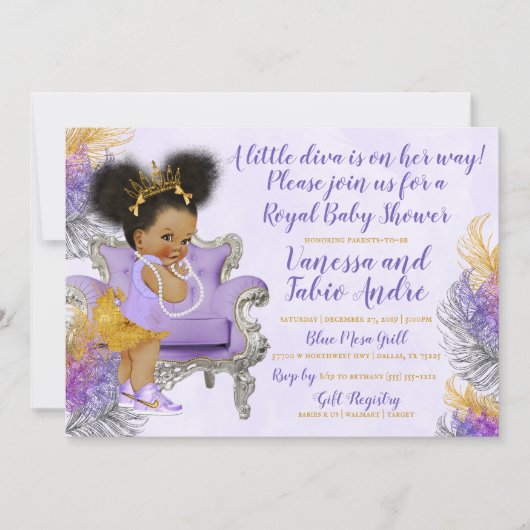 Lavender Silver Gold Waterverf Baby shower Kaart (Voorkant)