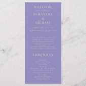 Lavender Silver minimal modern program wedding Menu (Voorkant)