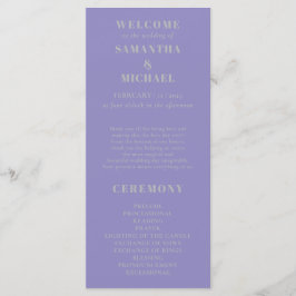 Lavender Silver minimal modern program wedding Menu