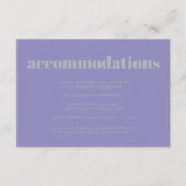 Lavender Silver Minimalist Wedding Accommodations Informatiekaartje (Voorkant)