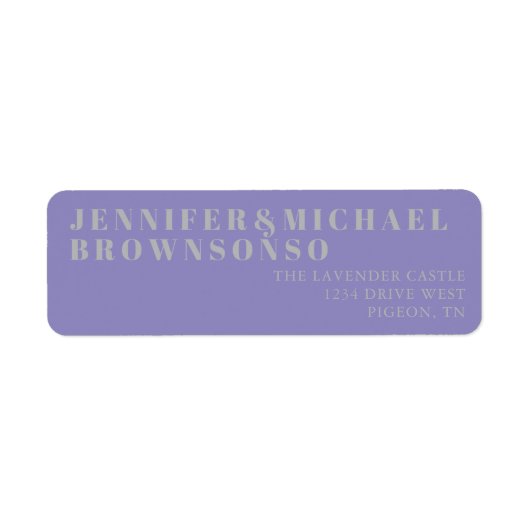 Lavender Silver Minimalistic Wedding Etiket (Voorkant)
