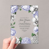 Lavender & Silver Modern Botanical Wedding Acryl Uitnodigingen (Insitu (Draagbaar))