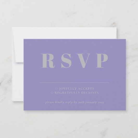 Lavender Silver RSVP Wedding Response Kaartje (Voorkant)