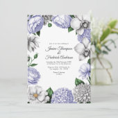 Lavender & Silver Watercolor Floral Wedding Kaart (Staand voorkant)