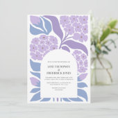 Lavender Sky Abstract Floral Modern Spring Wedding Kaart (Staand voorkant)